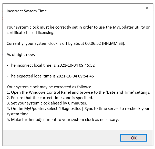 MyUpdater - Synchronize clock to a time server - System Time Detected.png (28 KB)
